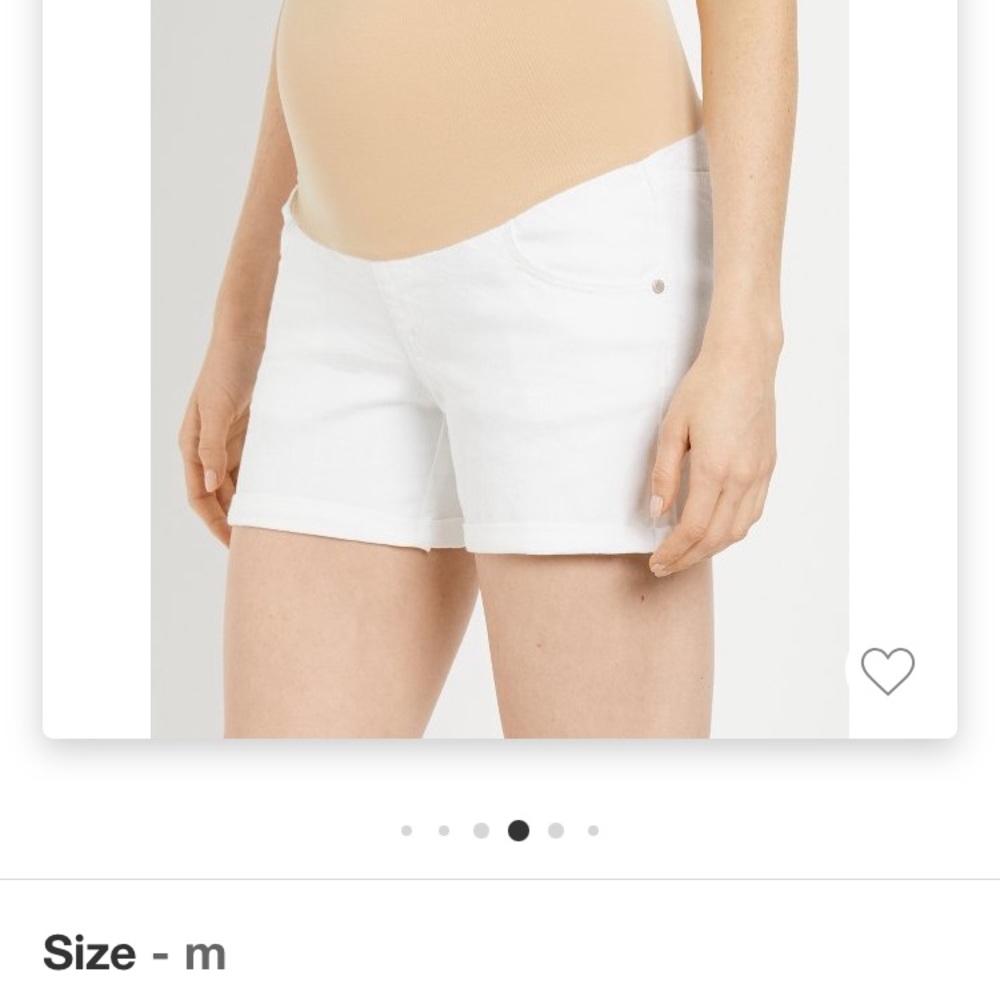 Motherhood Maternity over bump white denim shorts